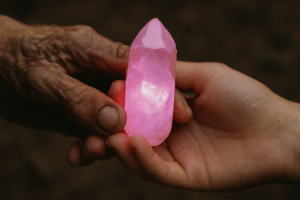 Hands holding a crystal, symbolizing the shared energy in a love binding spell to keep a partner faithful