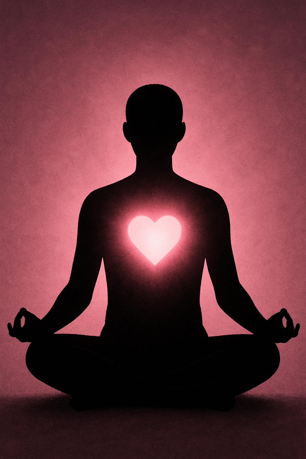 A person performing a love spell without ingredients through heart chakra meditation and visualization.