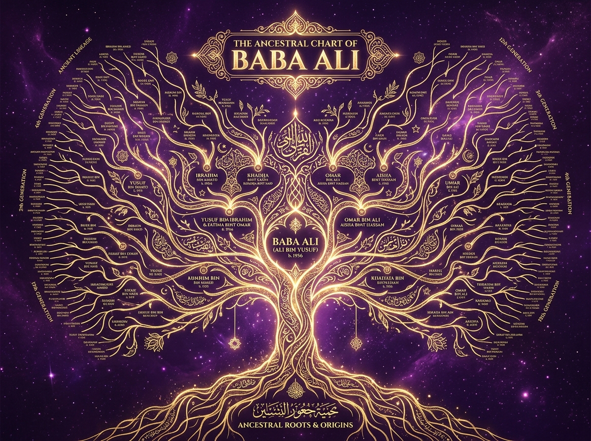Baba Ali lineage tree chart 3 generations spiritual heritage
