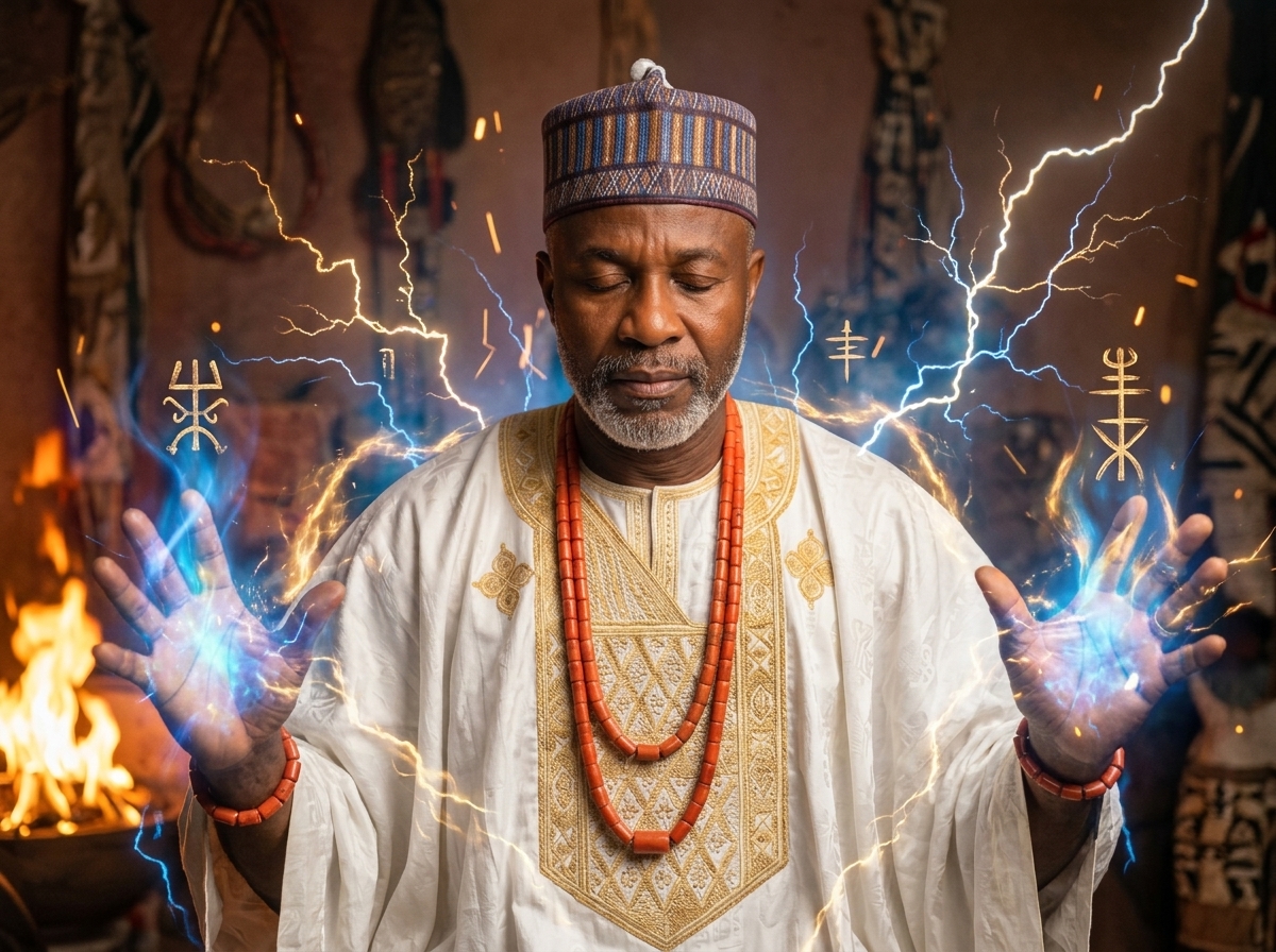 Baba Ali performing sacred ritual representing video library educational content