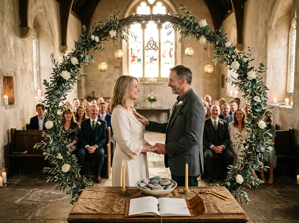 Couple in sacred spiritual space representing reunited love after spell work