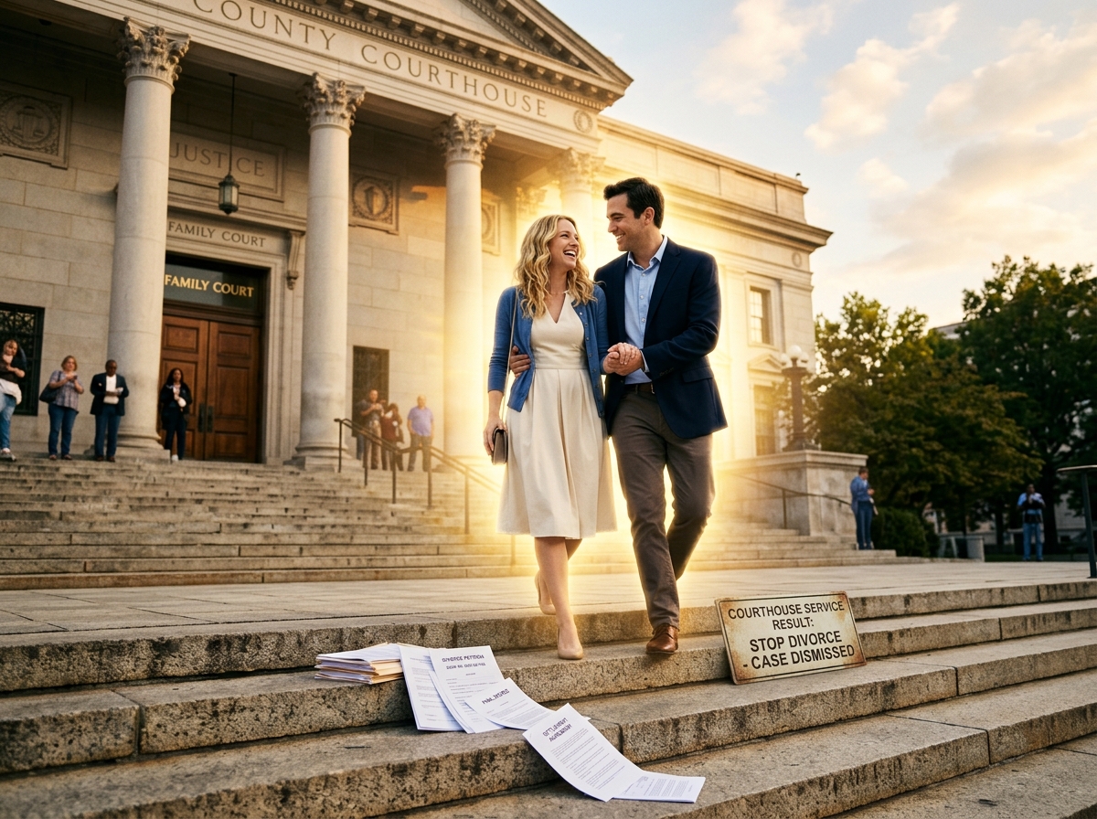 Couple turning away divorce papers reconciliation case