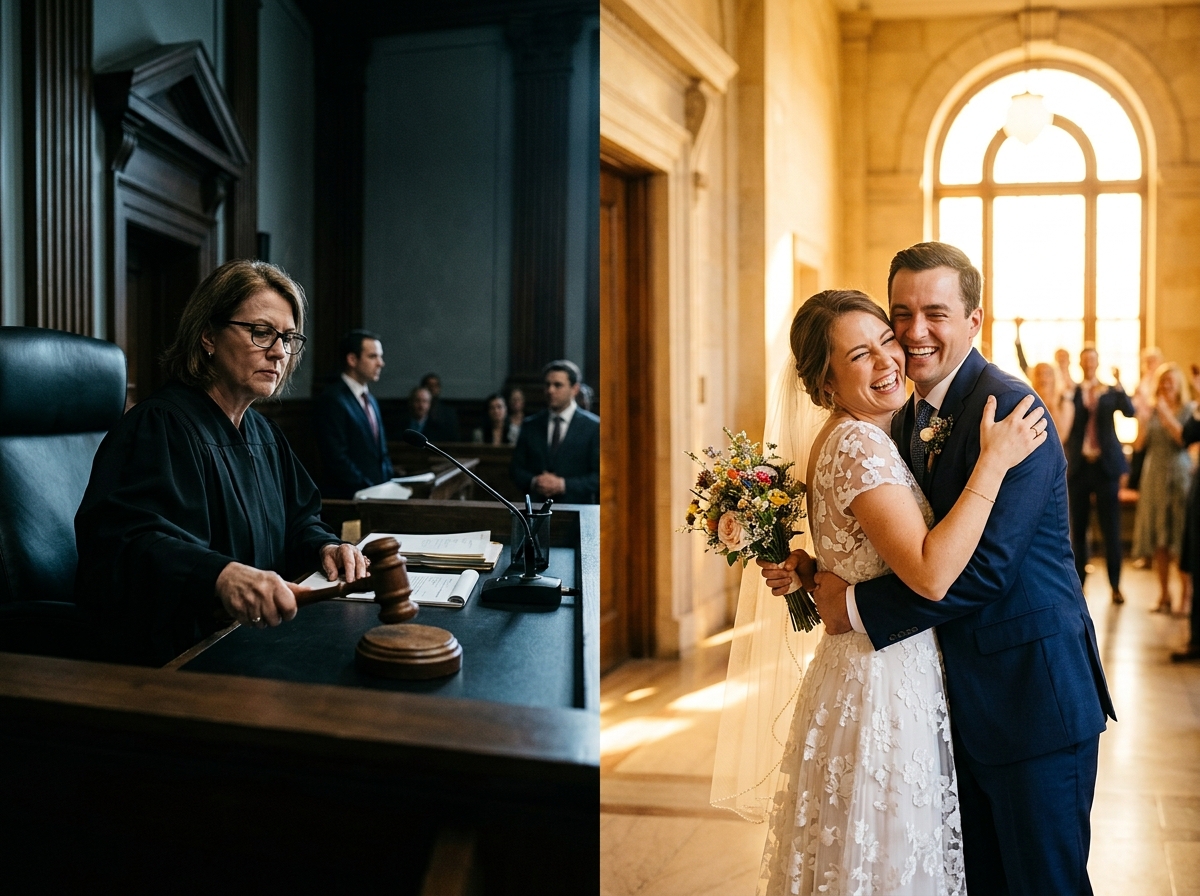 Couple embracing courthouse stop divorce case study
