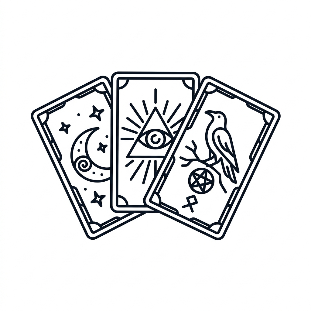 Divination cards with symbols used in spiritual love reading assessment