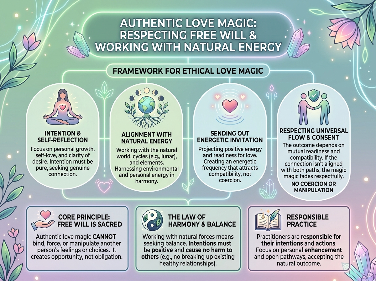 Ethics framework love magic showing 5 sacred principles