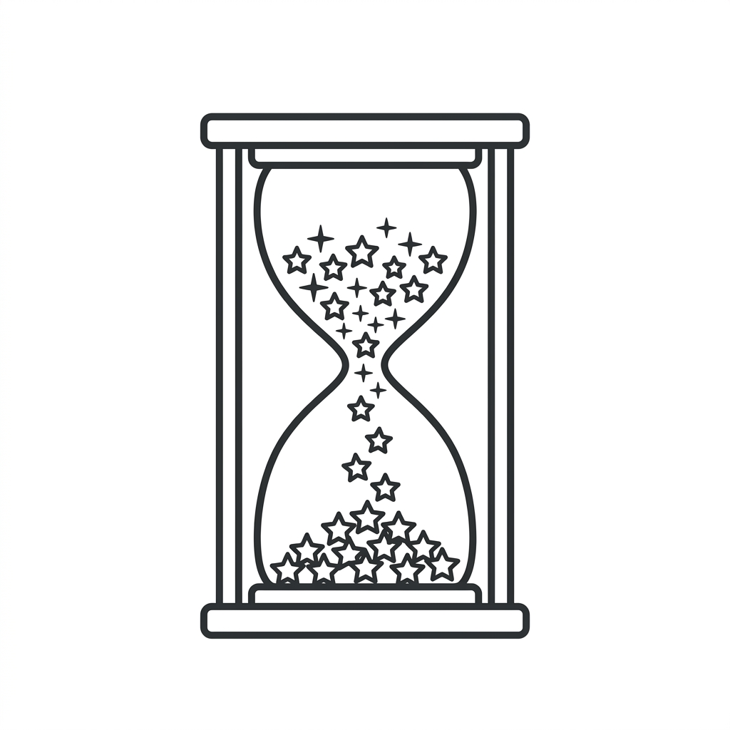 Hourglass with stars flowing — fast acting love spell timeline by Baba Ali