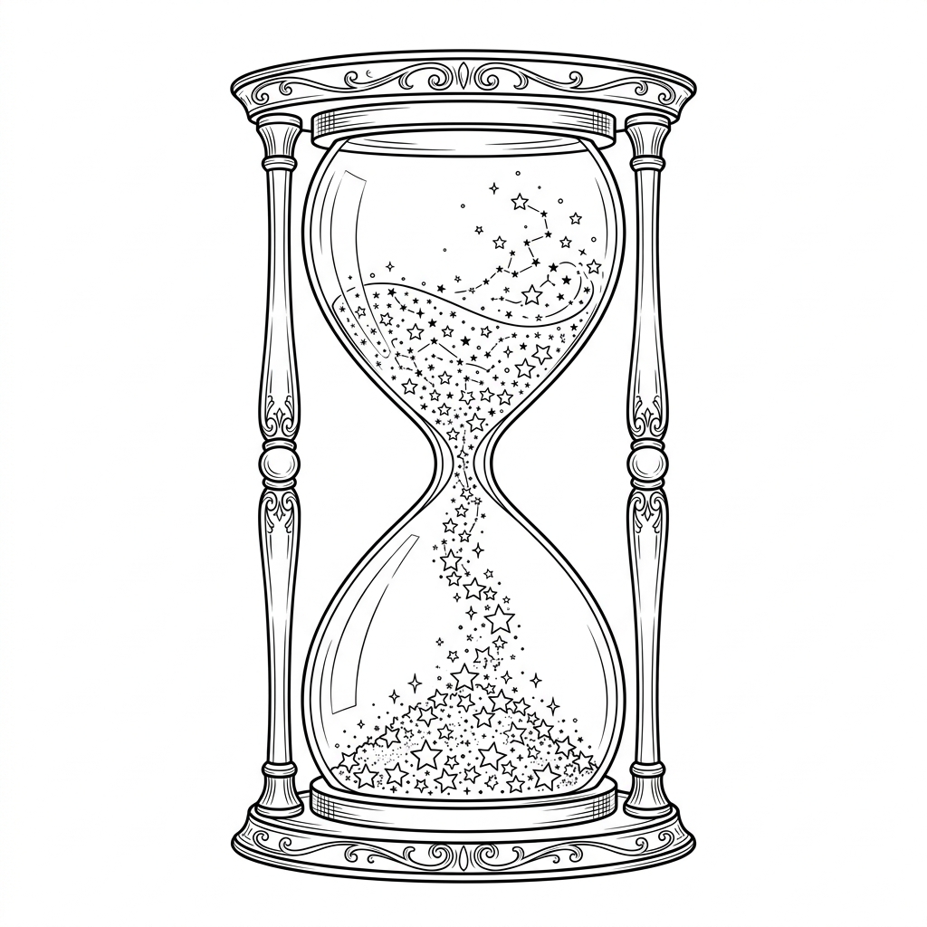 Hourglass with stars flowing — how long do love spells take to manifest timeline