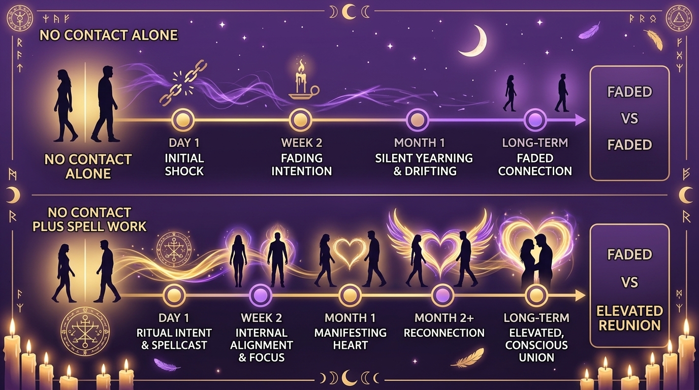 No contact rule to get your ex back when blocked — infographic showing the combined approach