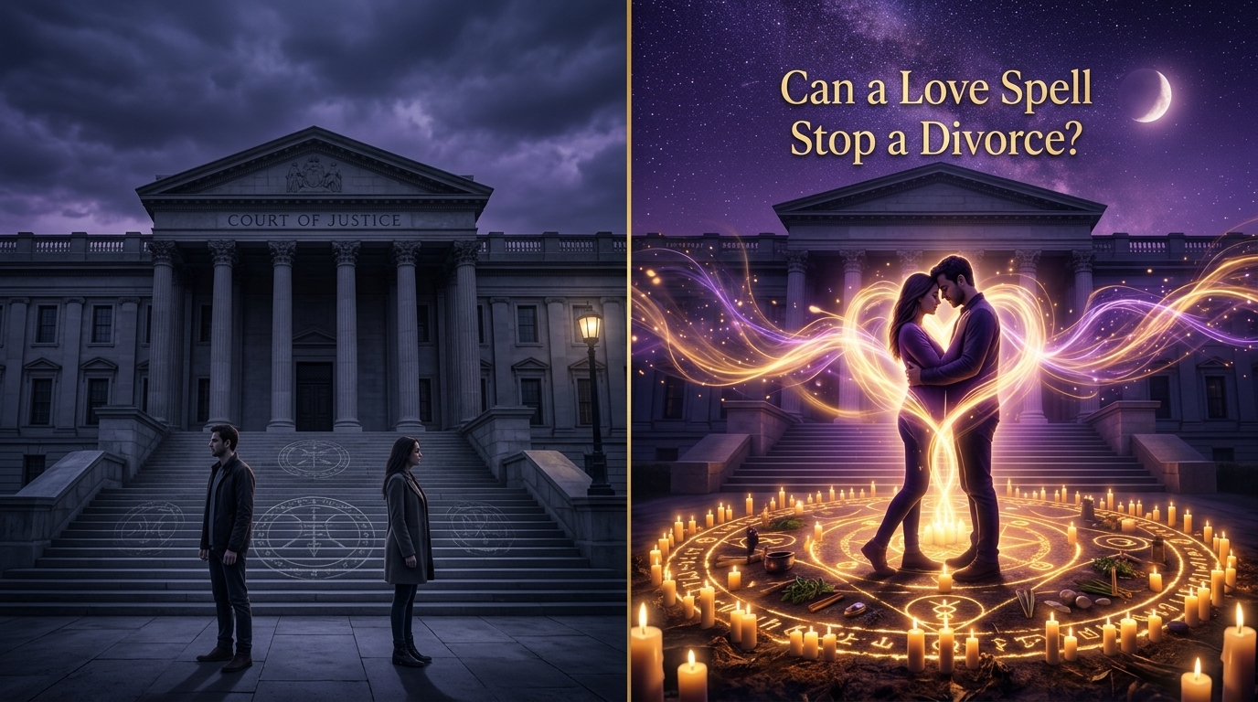 Love spell ritual to stop a divorce — candles and sacred items for marriage healing — stop a divorce spiritually