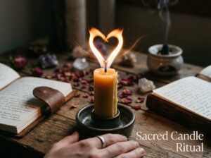 Manifestation candle flame burning bright showing active love spell working