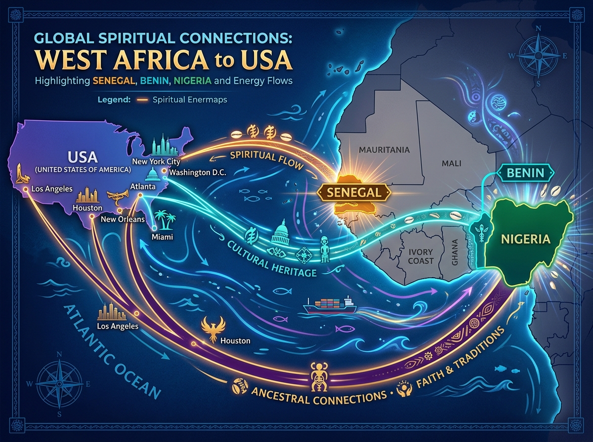 West Africa spiritual energy map ancestral love spell origins