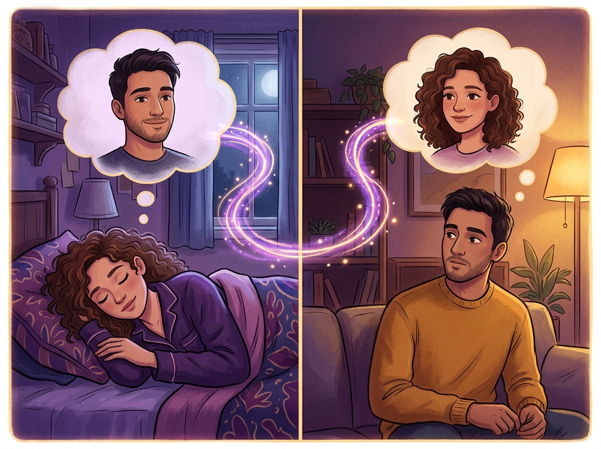 Person dreaming of ex with thought bubbles representing guide on signs ex misses you