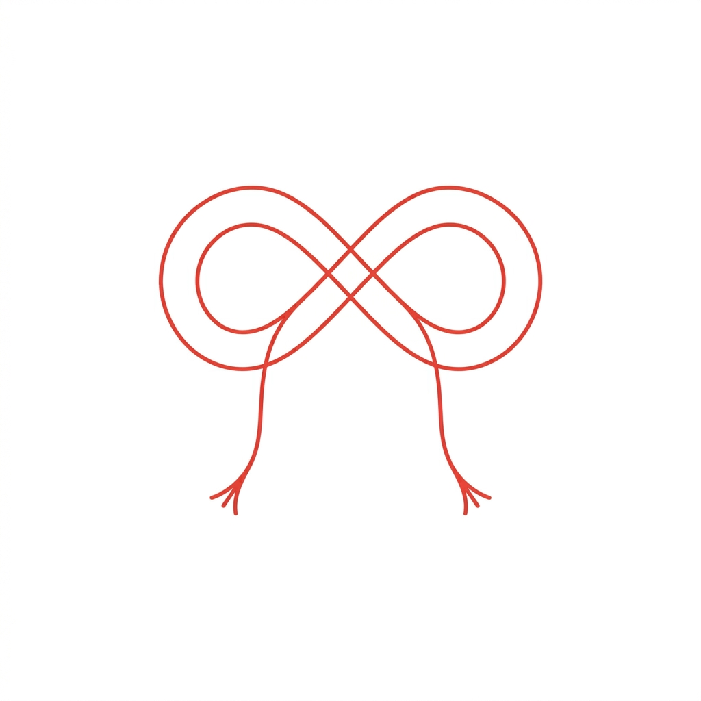 Red thread infinity knot icon representing binding spell and eternal commitment