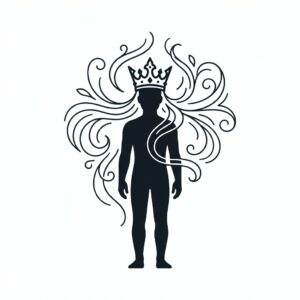 Silhouetted figure with crown icon representing ancestral authority in love work