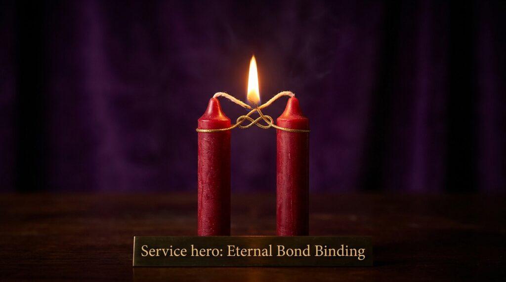Two candles burning as one representing love binding and eternal commitment spell