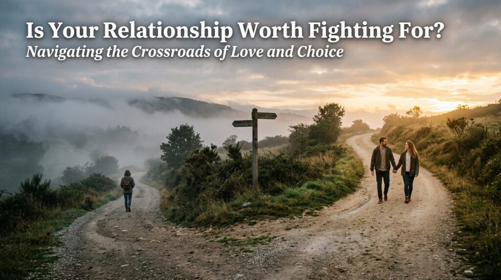 Two paths diverging couple figures representing separation before reunion spell