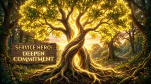 Two trees growing together representing deepening commitment through binding spell