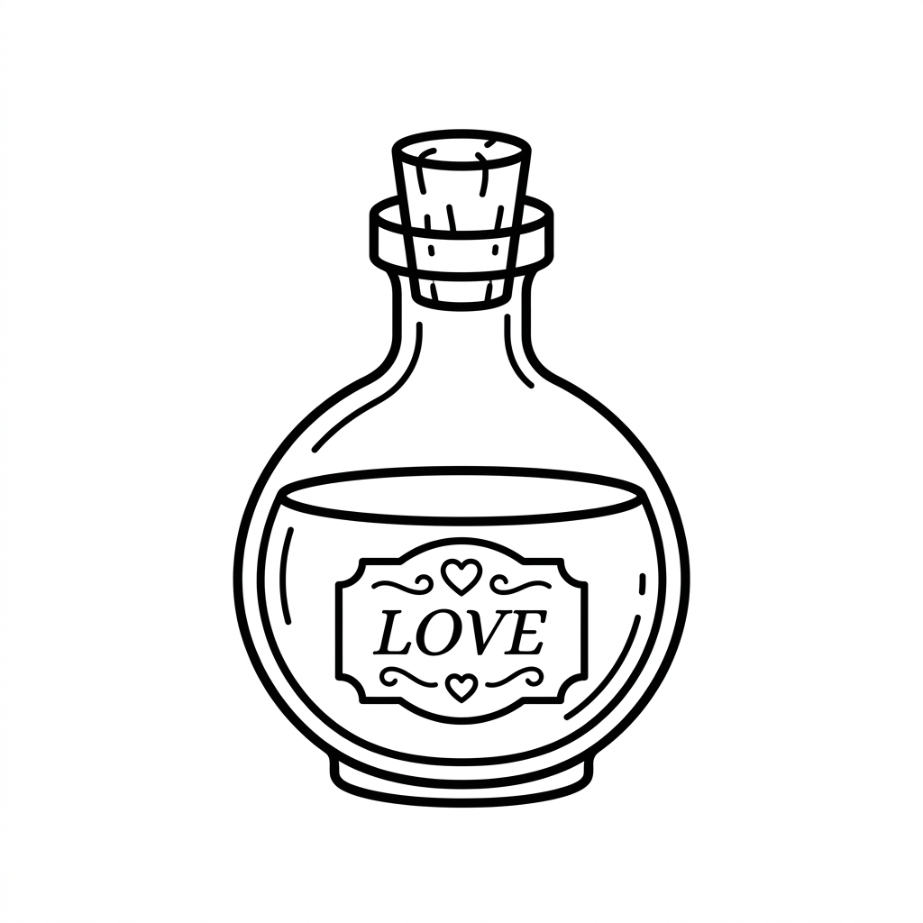 Vintage love potion bottle representing love potion glossary term