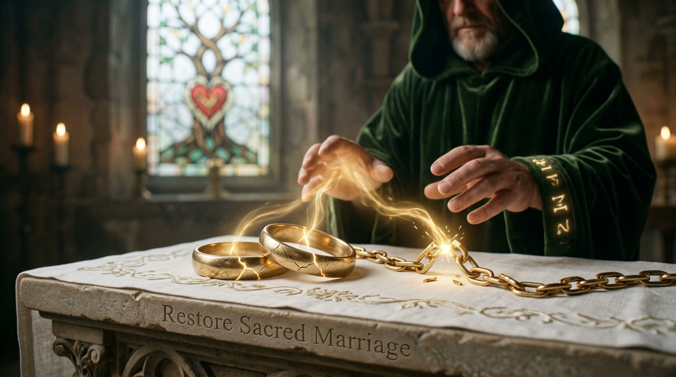 Wedding rings repairing broken connection representing proposal manifestation spell