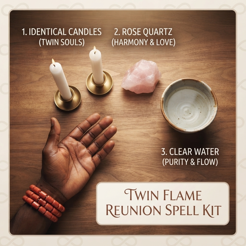 A practitioner performing a candle ritual for twin flame reunion work