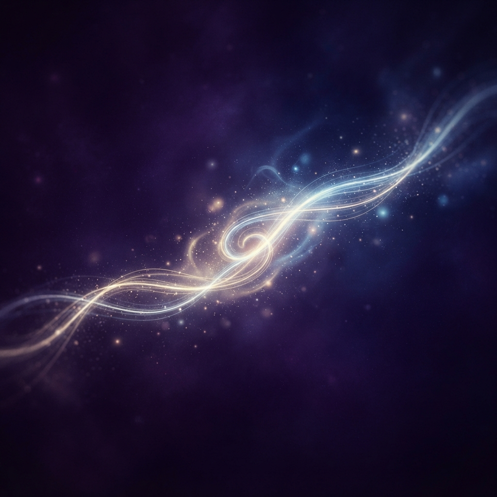 Illustration of two paths diverging from a single point, one path fading into darkness and the other glowing gently in gold light
