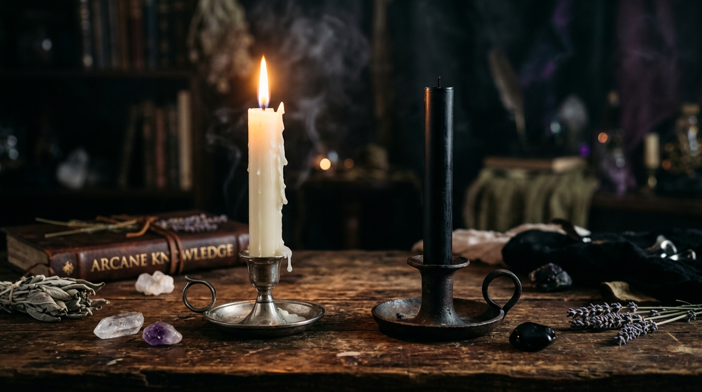 White and black candles burning together, the clearing work genuine interference actually calls for