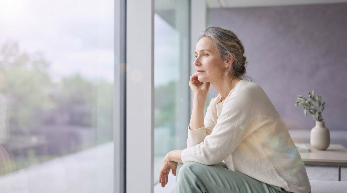 A woman sitting by a window, the ordinary loneliness and unresolved history that explains most of this feeling